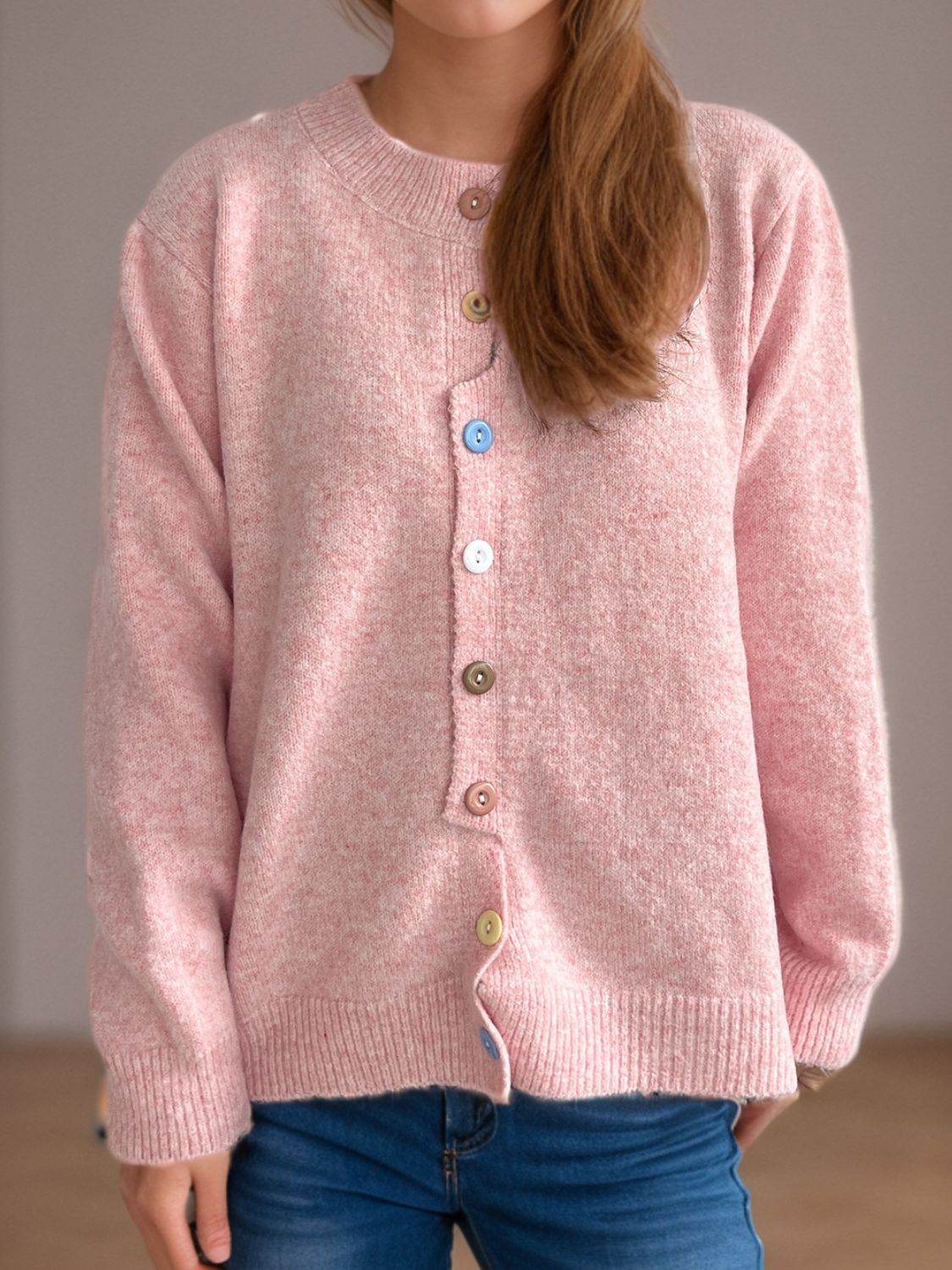 Button Down Long Sleeve Cardigan - Delanoir
