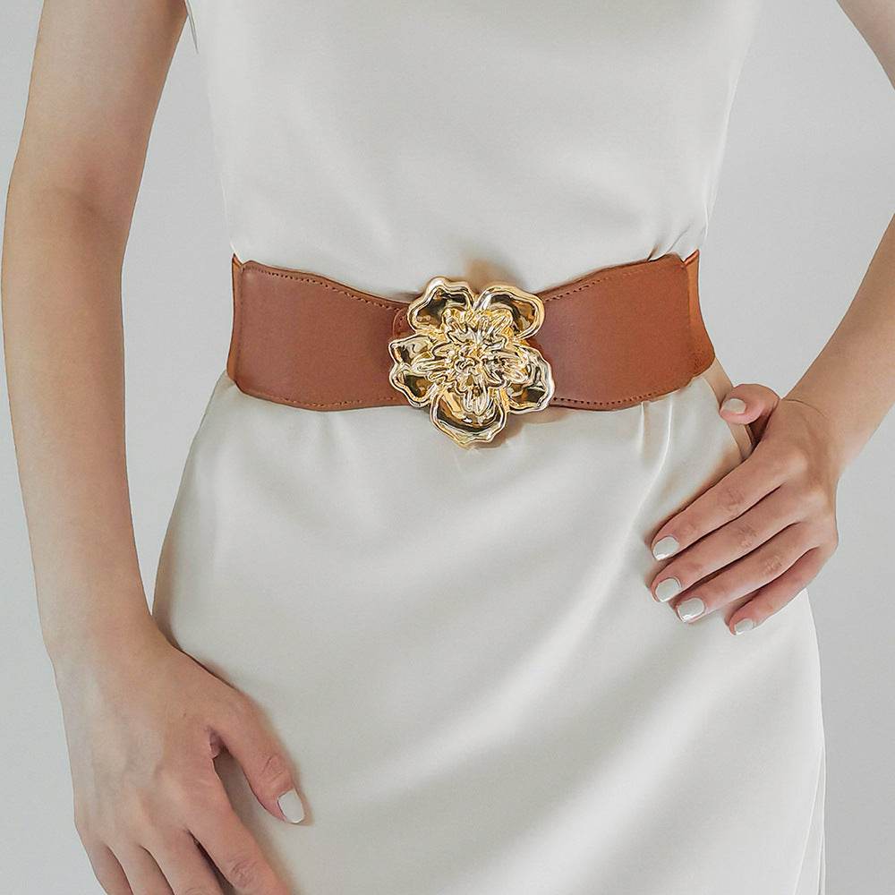 Flower Alloy Buckle Elastic Belt - Delanoir