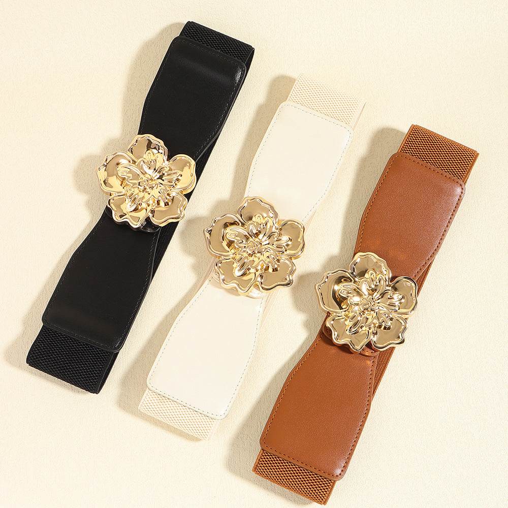 Flower Alloy Buckle Elastic Belt - Delanoir