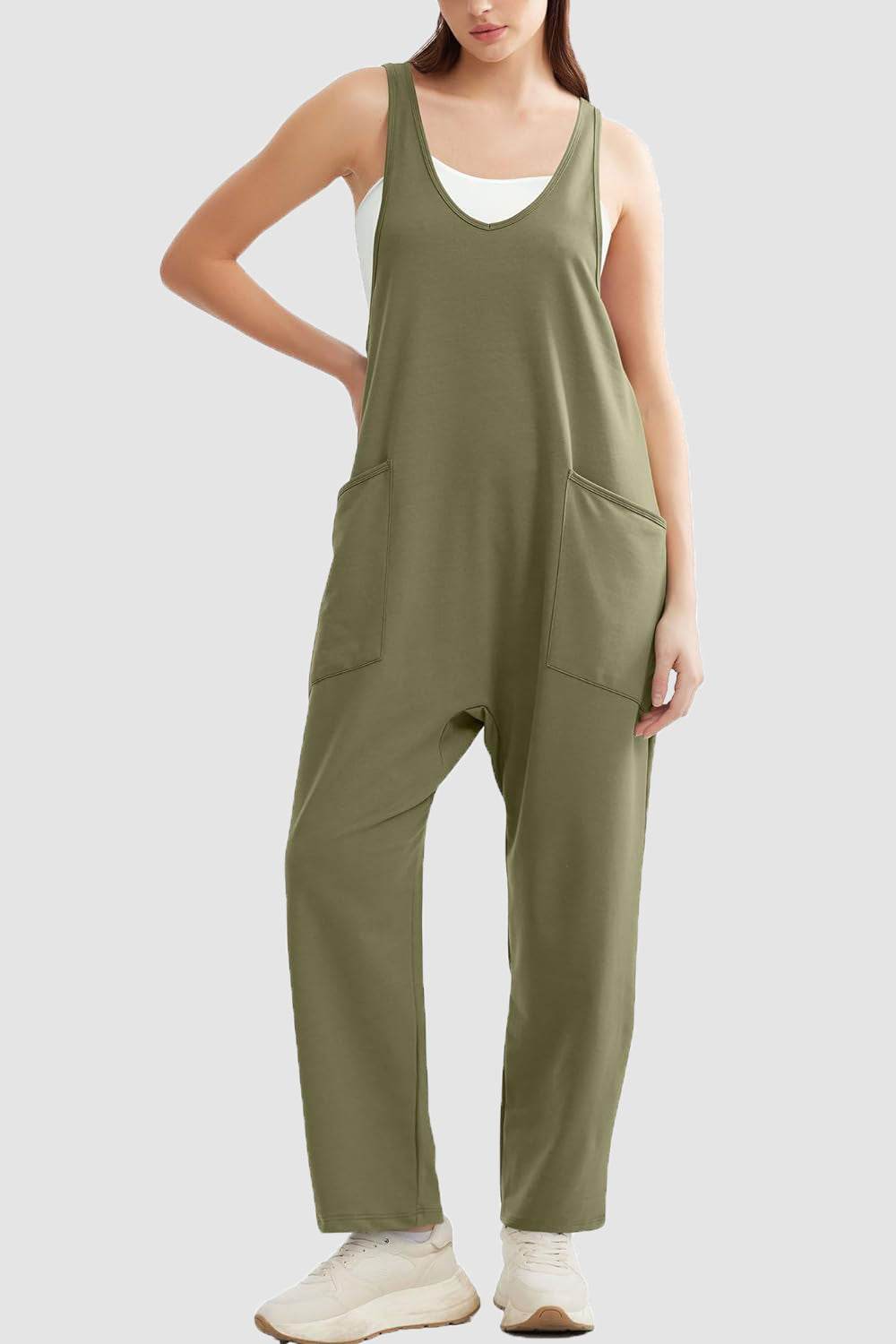 Lovelet Wide Strap Jumpsuit with Pockets - Delanoir