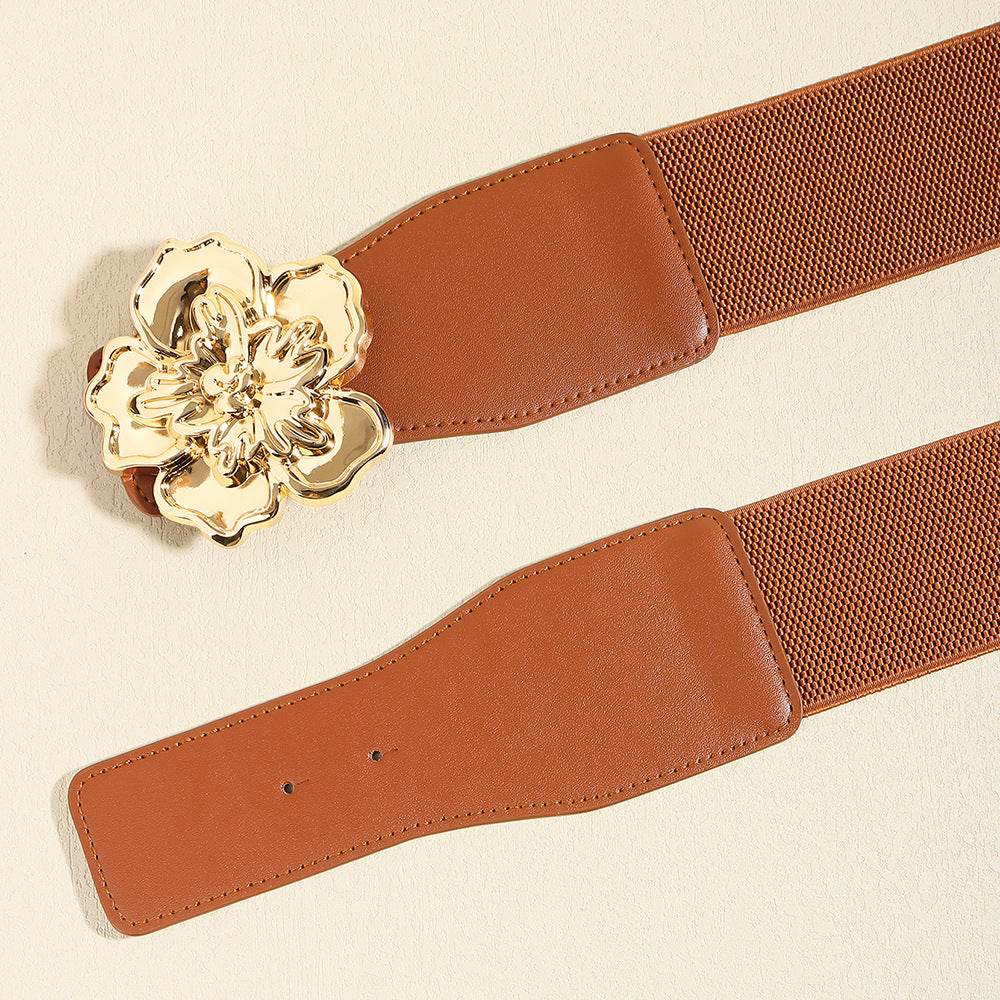 Flower Alloy Buckle Elastic Belt - Delanoir