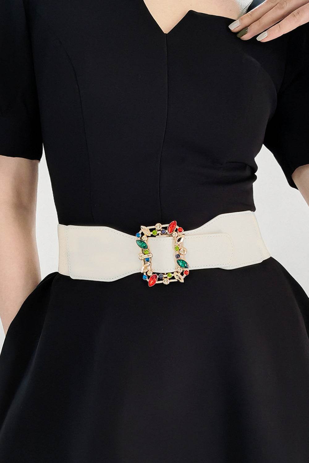 Multicolored Leaf Buckle Elastic Belt - Delanoir