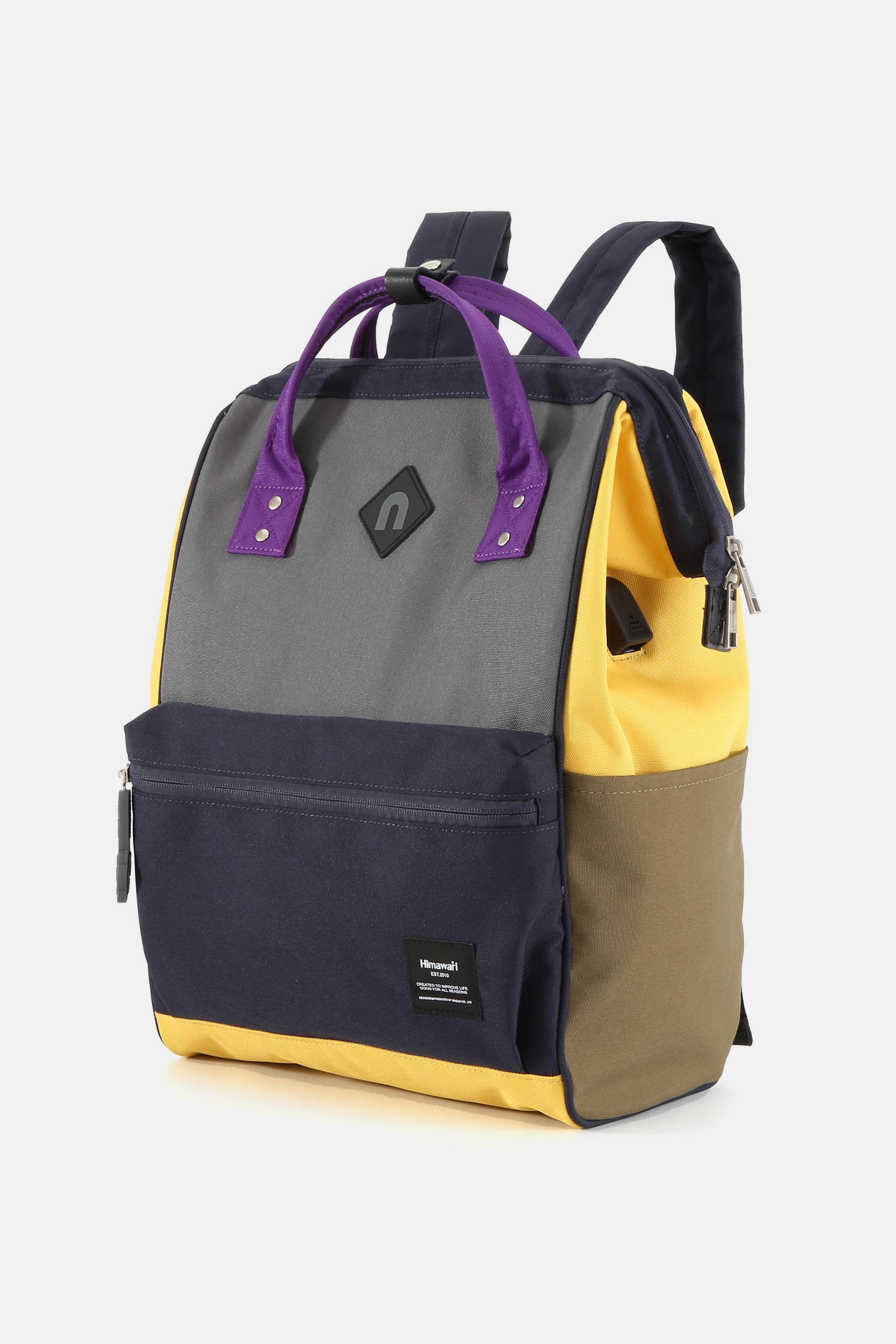 Himawari Contrast Waterproof Backpack Bag with External USB Port - Delanoir
