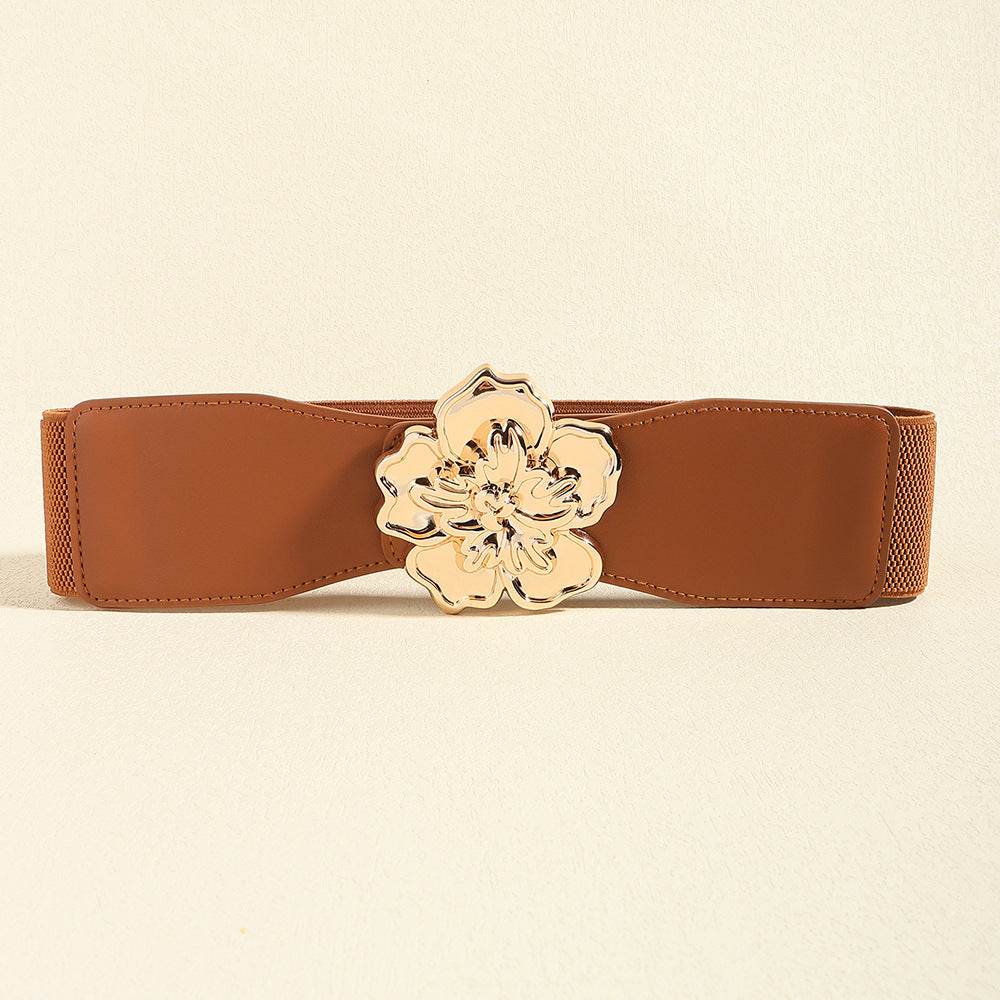 Flower Alloy Buckle Elastic Belt - Delanoir