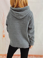 Drawstring Long Sleeve Hooded Sweater - Delanoir