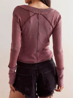 V-Neck Button Up Cropped Cardigan - Delanoir