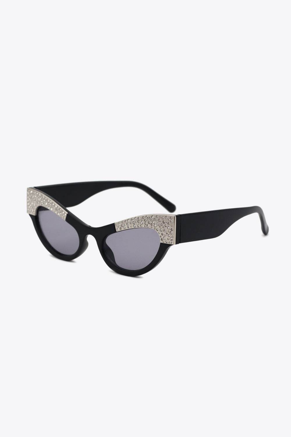 UV400 Rhinestone Trim Cat-Eye Sunglasses - Delanoir