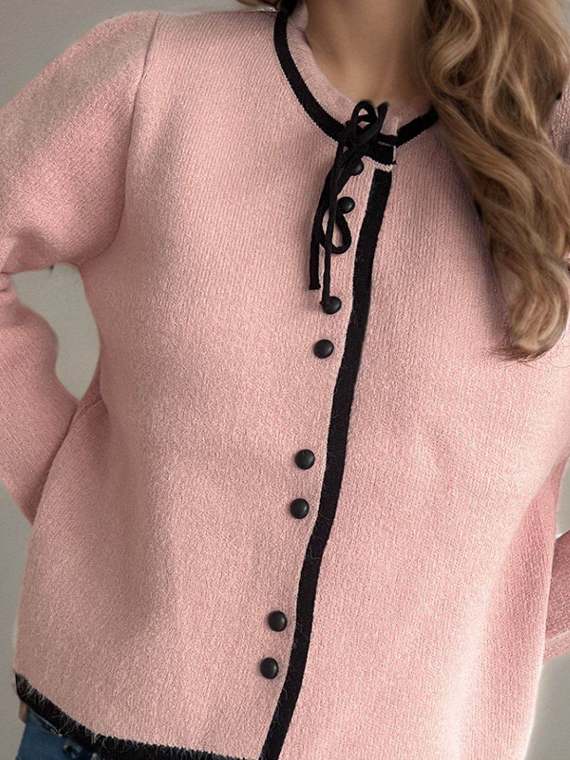Button Down Long Sleeve Cardigan - Delanoir
