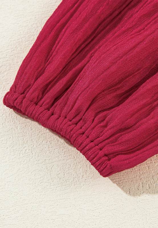 Frill Notched Long Sleeve Dress - Delanoir