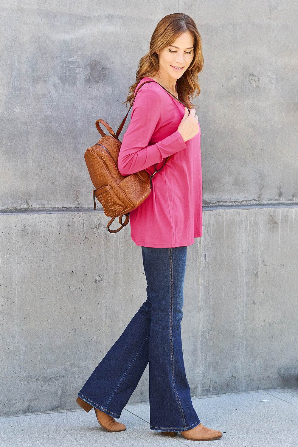Basic Bae Full Size V-Neck Long Sleeve Top - Delanoir