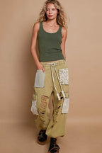 POL Crochet Patch Distressed Washed Jeans - Delanoir