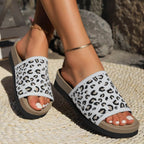 Leopard Open Toe Sandals - Delanoir