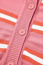 Striped Button Down Long Sleeve Cardigan - Delanoir