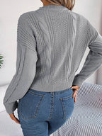 Cable-Knit Buttoned Round Neck Sweater - Delanoir