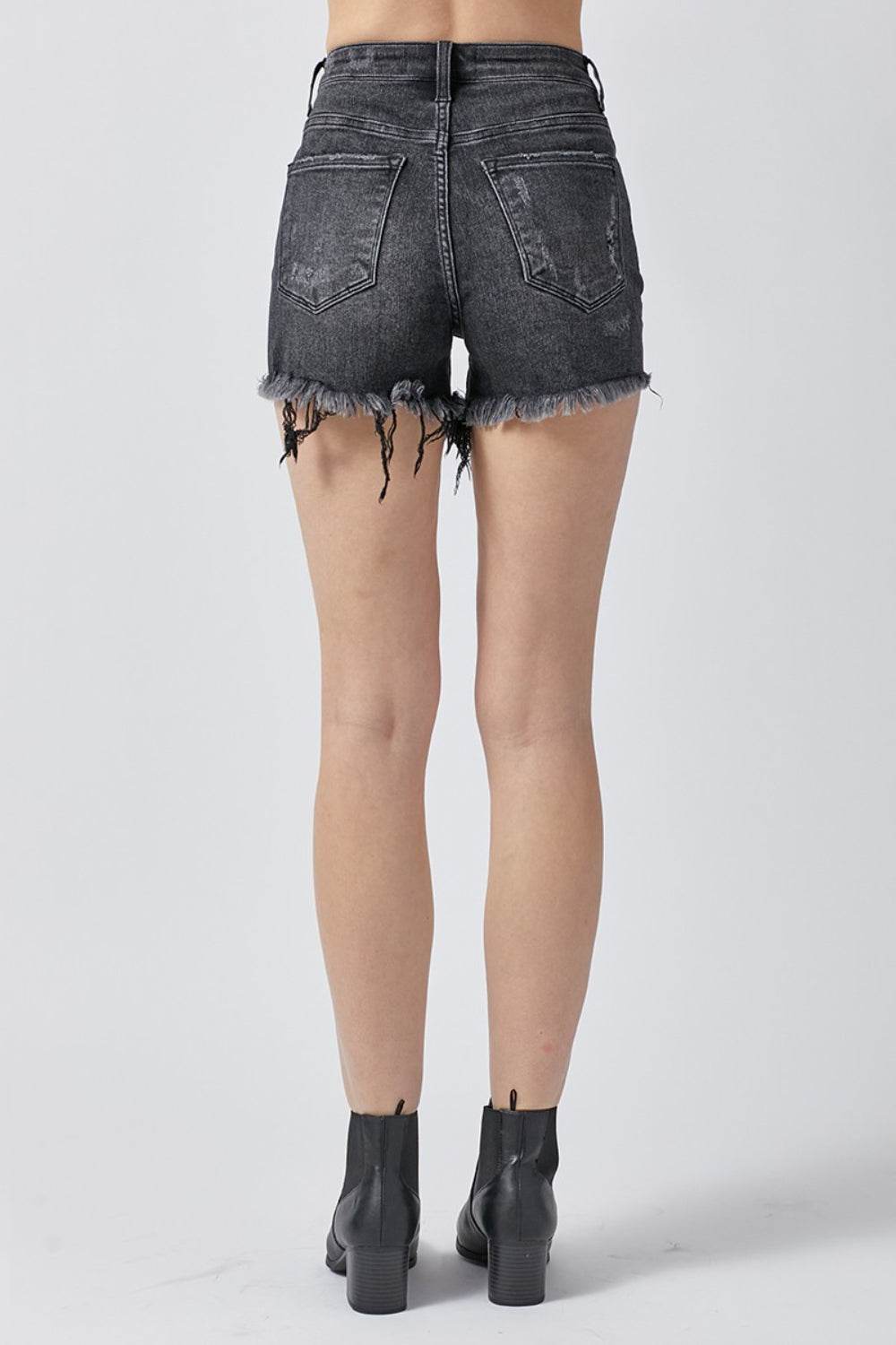RISEN Raw Hem Denim Shorts with Pockets - Delanoir