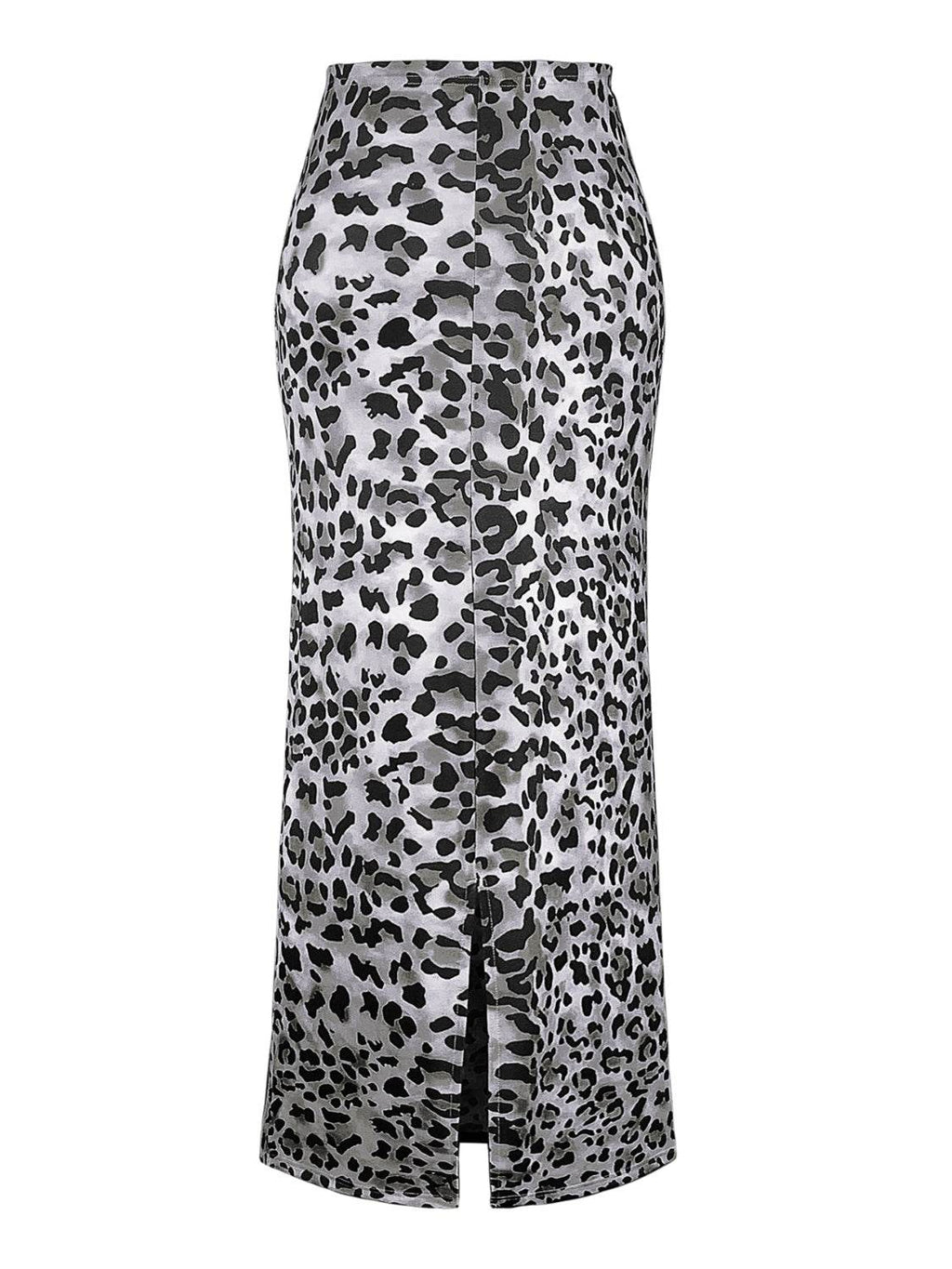 Honey Slit Leopard Midi Skirt - Delanoir