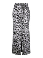 Honey Slit Leopard Midi Skirt - Delanoir