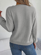 Cable-Knit Round Neck Long Sleeve Sweater - Delanoir