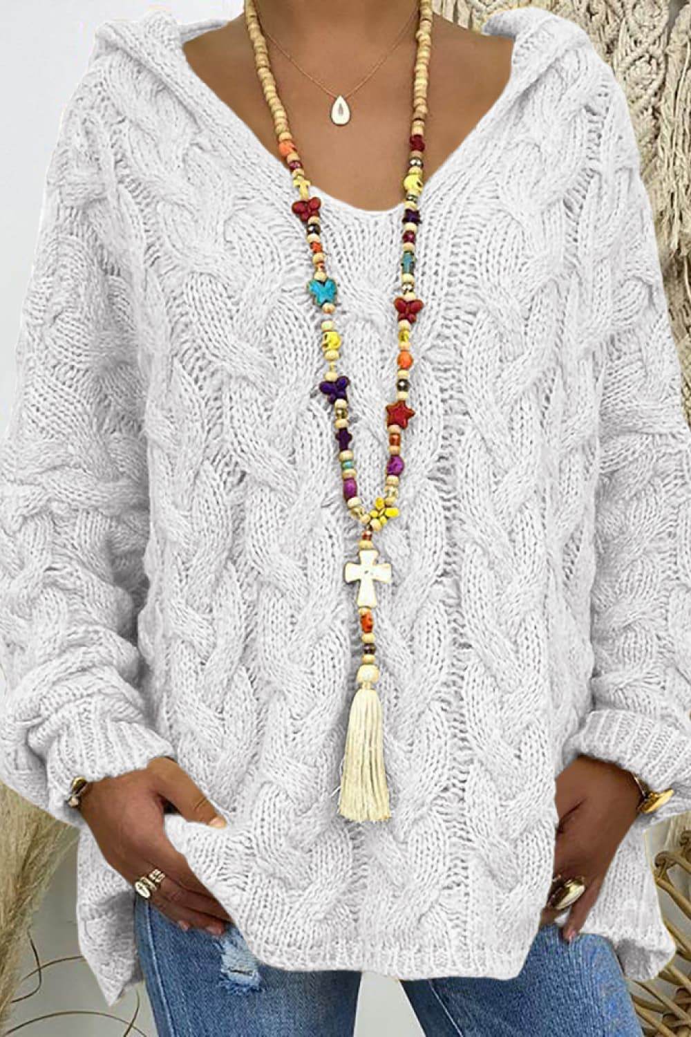 Cable-Knit Hooded Sweater - Delanoir