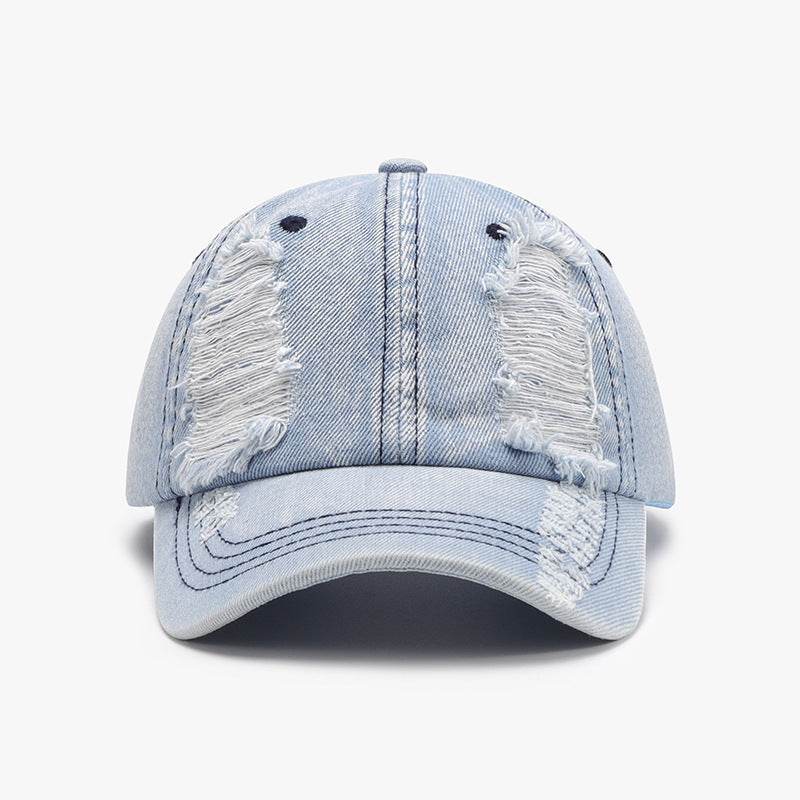 Distressed Cotton Baseball Cap - Delanoir