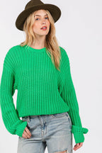 SAGE + FIG Round Neck Drop Shoulder Sweater - Delanoir