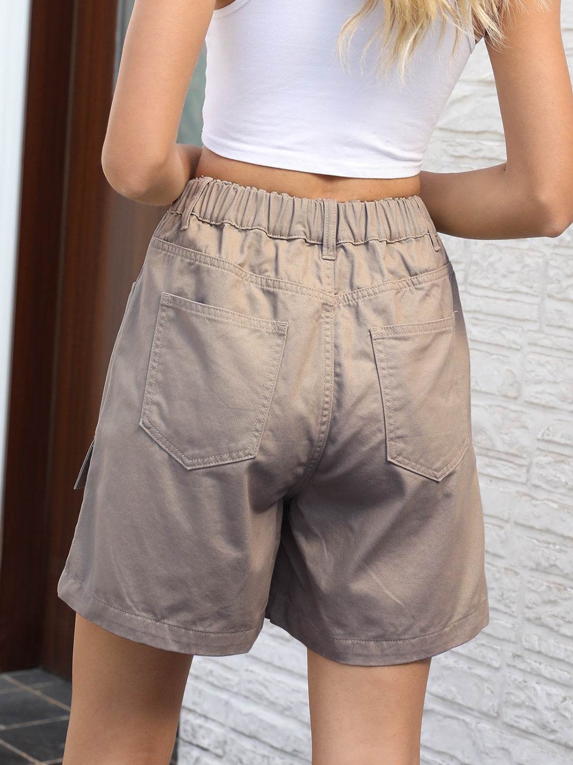 Pocketed High Waist Denim Shorts - Delanoir