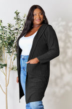 Basic Bae Full Size Hooded Sweater Cardigan - Delanoir