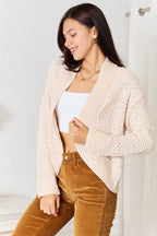 Double Take Open Front Long Sleeve Cardigan - Delanoir