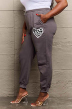 Simply Love Simply Love Full Size Drawstring Heart Graphic Long Sweatpants - Delanoir