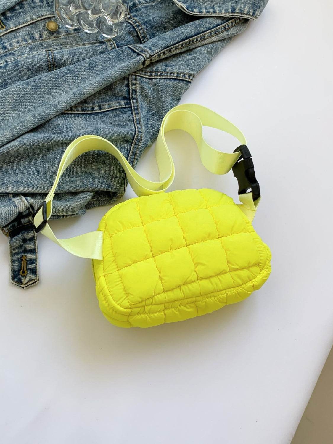 Bubble Texture Adjustable Strap Crossbody Bag - Delanoir