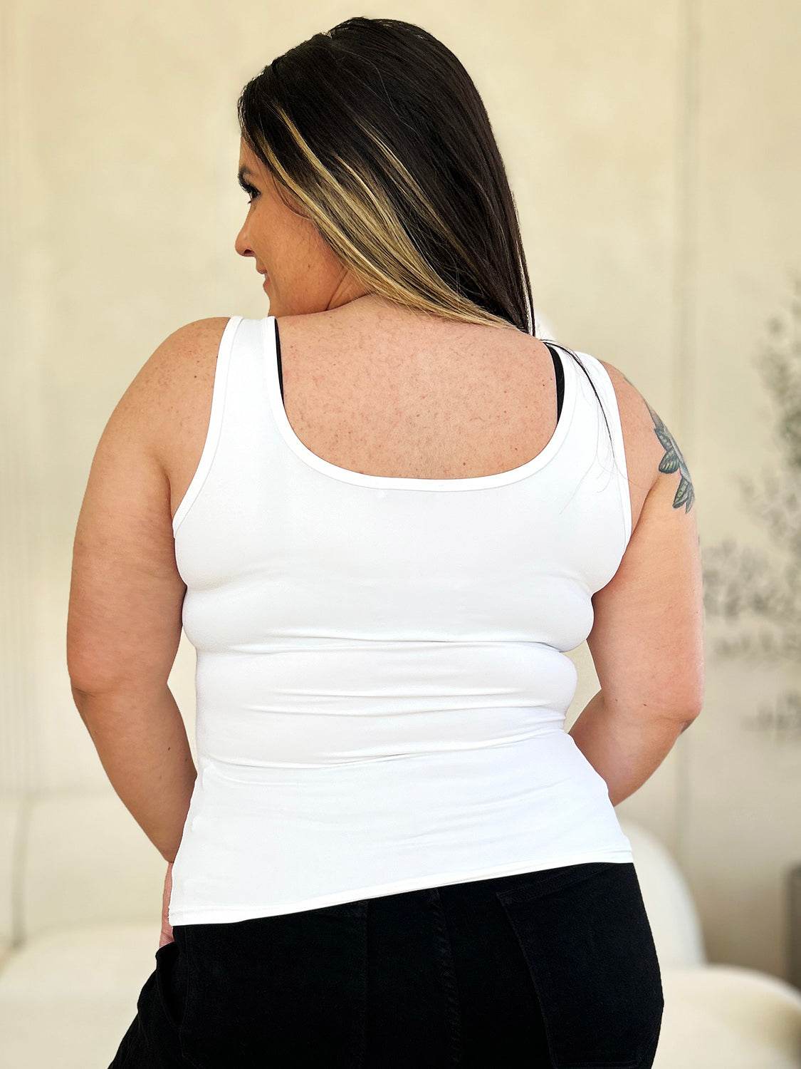Basic Bae Full Size Square Neck Wide Strap Tank - Delanoir