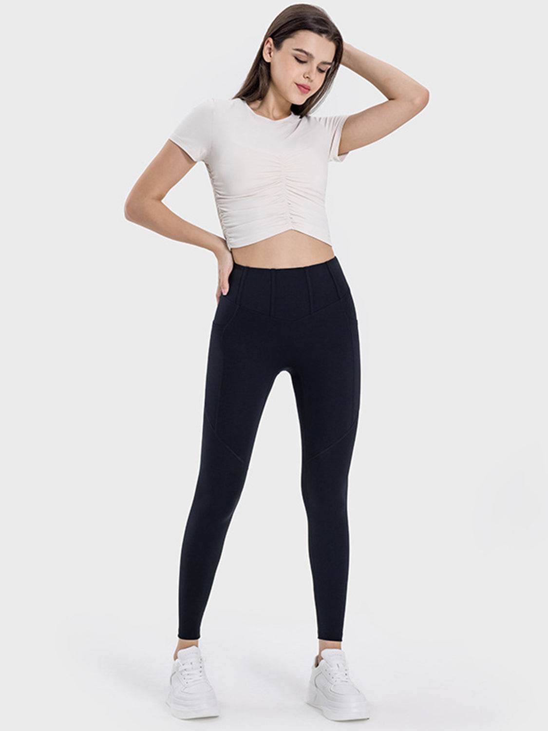 Millennia Pocketed High Waist Active Leggings - Delanoir