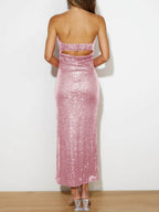 Sequin Cutout Tube Dress - Delanoir
