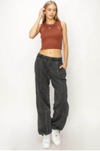 HYFVE Stitched Design Drawstring Sweatpants - Delanoir
