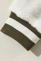 Contrast Baseball Collar Snap Down Long Sleeve Jacket - Delanoir