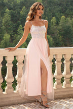 Lace-Up Backless Mesh Dress - Delanoir