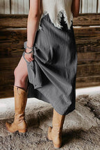 Snap Down High Waist Denim Skirt - Delanoir