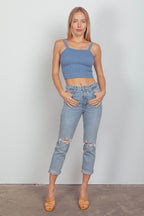 VERY J Cable Knit Seamless Cropped Cami - Delanoir