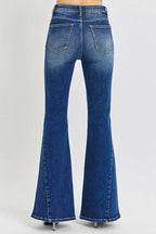 RISEN Distressed Button-Fly Flare Jeans - Delanoir