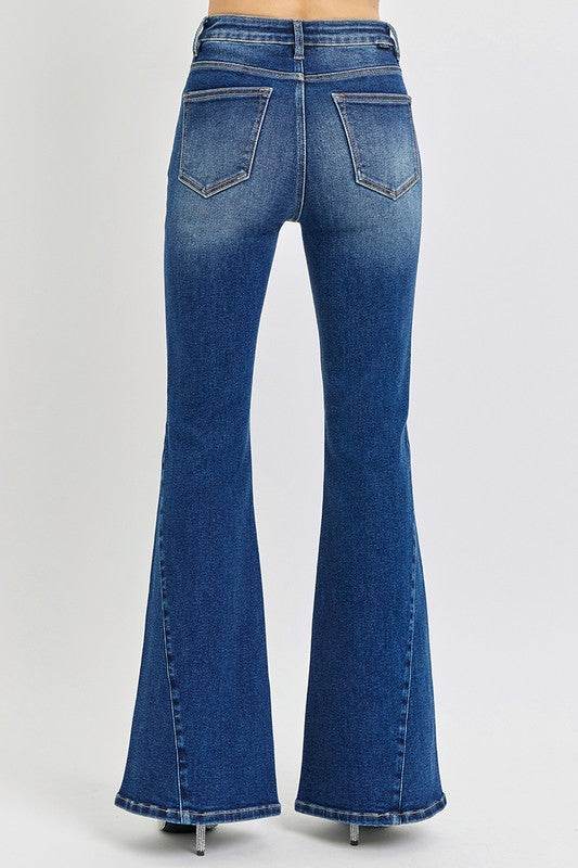 RISEN Distressed Button-Fly Flare Jeans - Delanoir