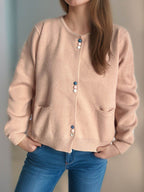 Button Down Long Sleeve Cardigan with Pockets - Delanoir