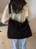 Corduroy Solid Large Tote Bag - Delanoir
