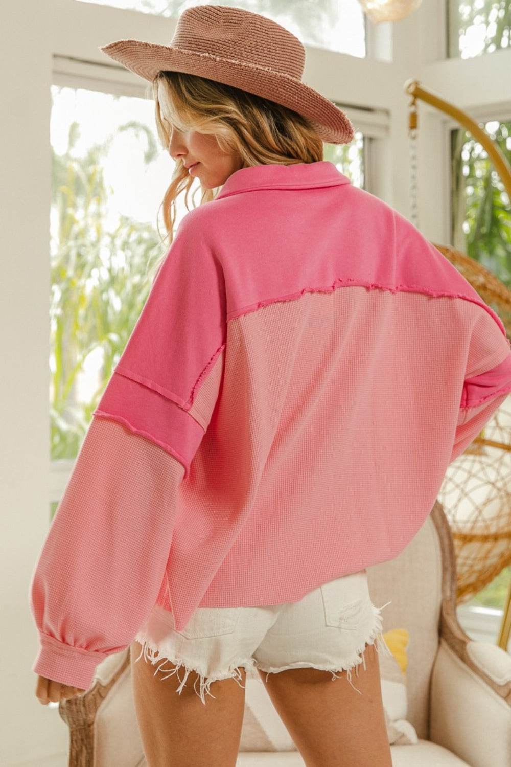 BiBi Long Sleeve Knit Mixed Thermal Sweatshirt - Delanoir