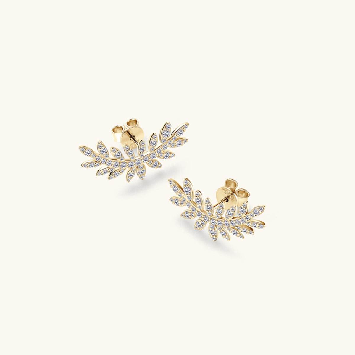 Moissanite 925 Sterling Silver Leaf Shape Stud Earrings - Delanoir