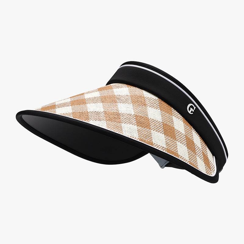 Plaid Natural Grass Adjustable Sun Hat - Delanoir