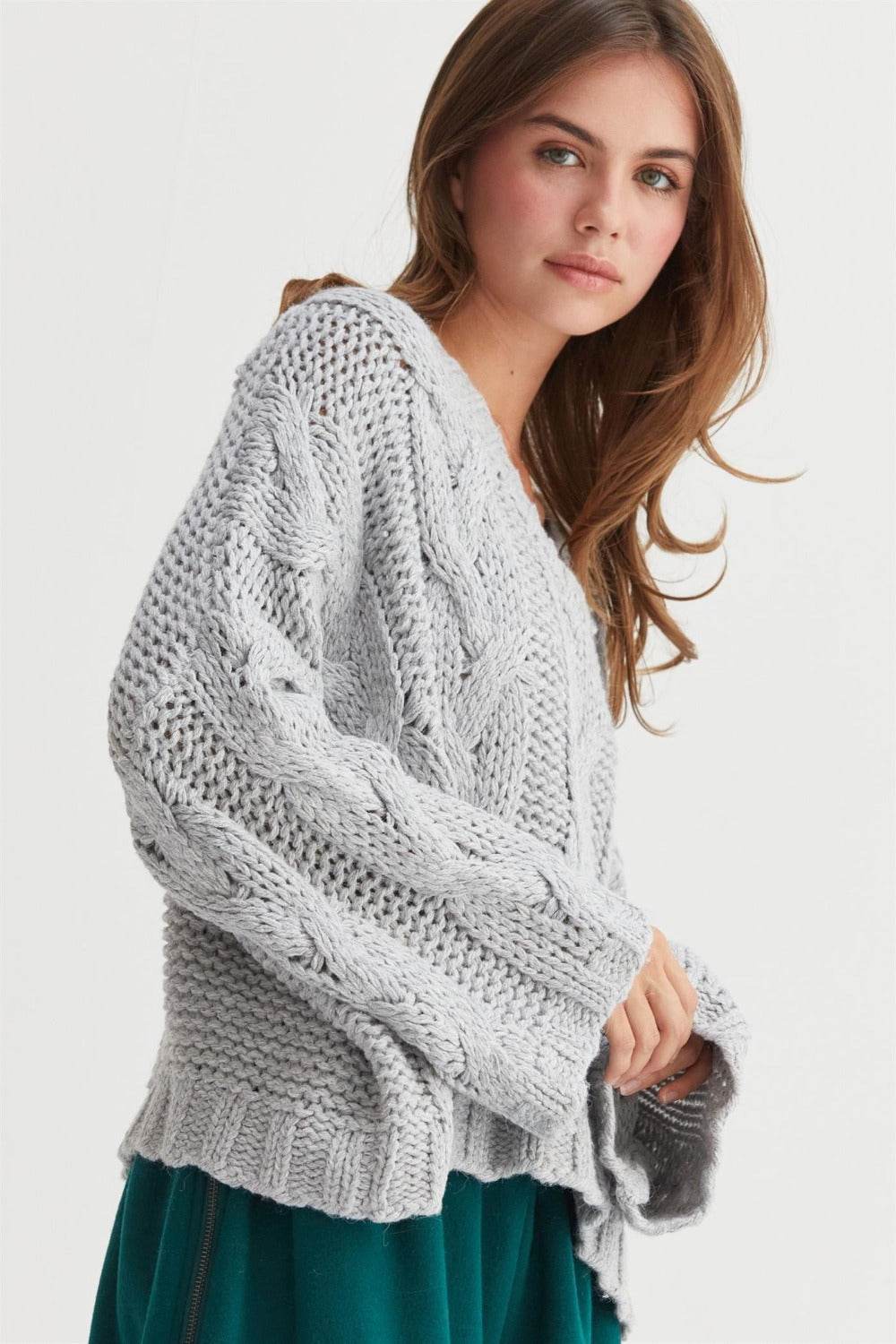 HYFVE Cable Knit V-Neck Sweater - Delanoir
