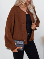 Button Down Long Sleeve Cardigan - Delanoir