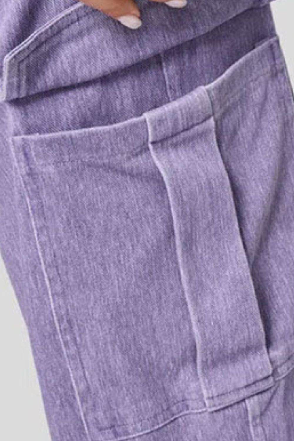 High Waist Straight Leg Cargo Jeans - Delanoir