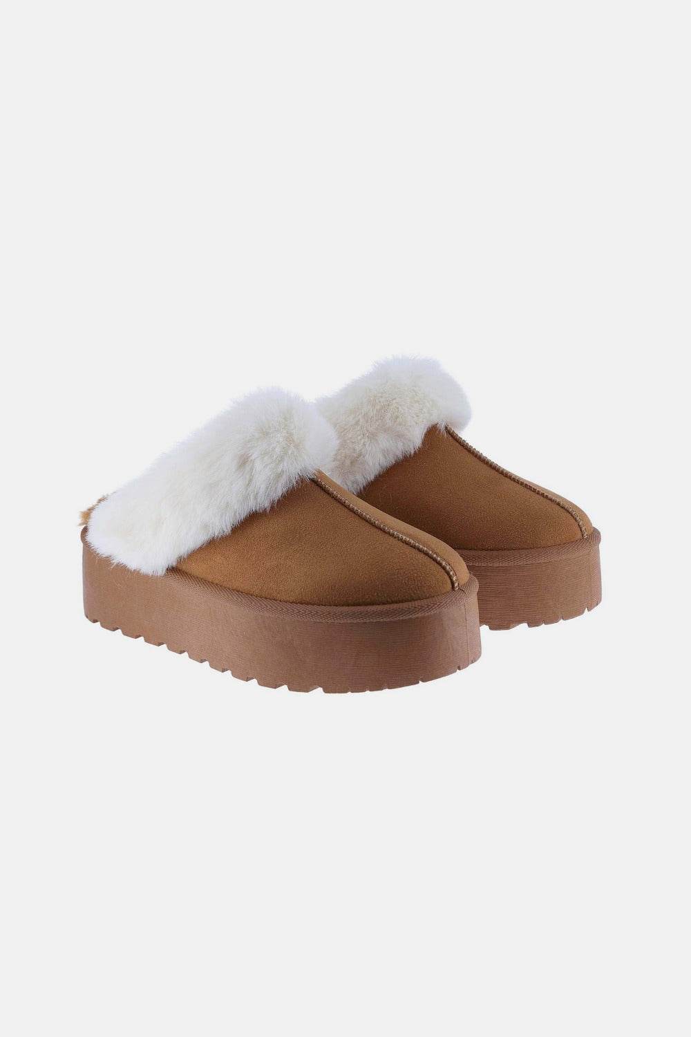Weeboo Thick Bottom Fur Trim Snow Slippers - Delanoir