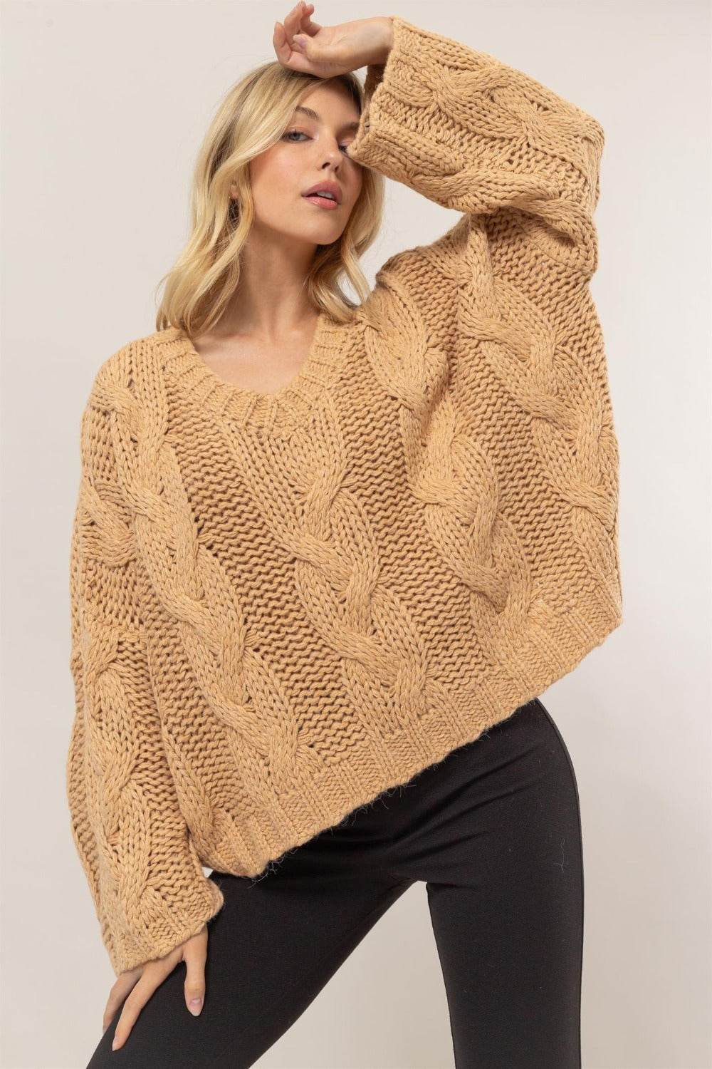 HYFVE Cable Knit V-Neck Sweater - Delanoir